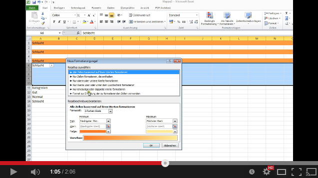 Tutorial Video zu Excel 2010: Zeilen farbig markieren bei Zelleninhalt